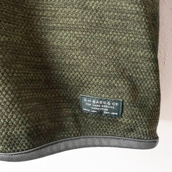 GH Bass & Co Sweater Men Large Green Pullover Henley Nylon Yoke Outdoor Coldgear - Picture 7 of 12
